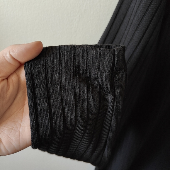 NWT Old Navy Black Long Sleeve Midi Dress Size Large Stretch Ribbed Knit Minimal - Picture 5 of 12